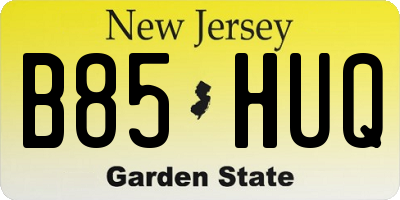 NJ license plate B85HUQ
