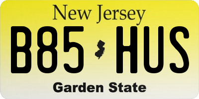 NJ license plate B85HUS