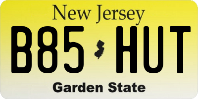NJ license plate B85HUT