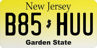 NJ license plate B85HUU