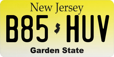 NJ license plate B85HUV