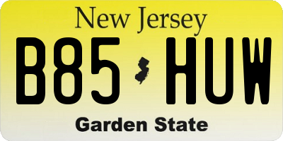 NJ license plate B85HUW
