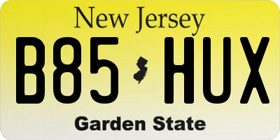 NJ license plate B85HUX
