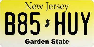 NJ license plate B85HUY