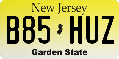 NJ license plate B85HUZ