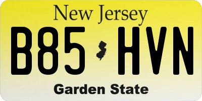 NJ license plate B85HVN