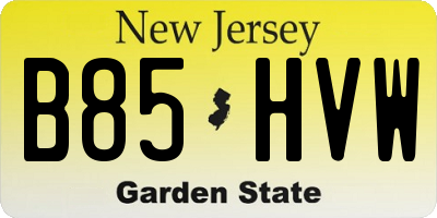 NJ license plate B85HVW