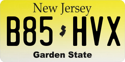 NJ license plate B85HVX