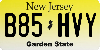 NJ license plate B85HVY