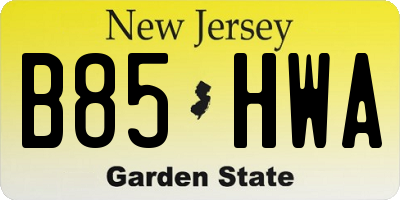 NJ license plate B85HWA