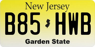 NJ license plate B85HWB