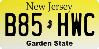 NJ license plate B85HWC