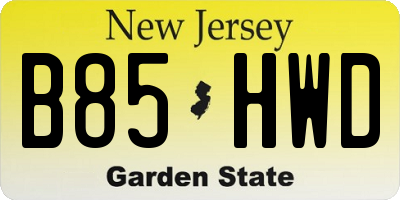 NJ license plate B85HWD