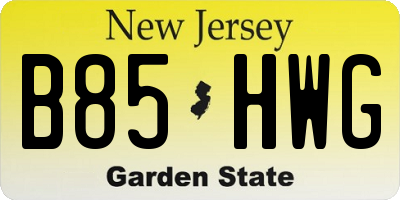 NJ license plate B85HWG