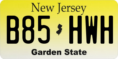 NJ license plate B85HWH