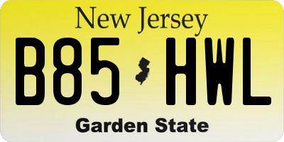 NJ license plate B85HWL
