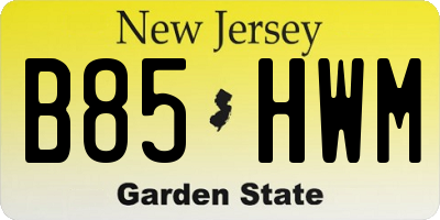 NJ license plate B85HWM