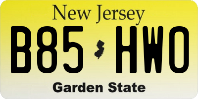 NJ license plate B85HWO