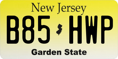 NJ license plate B85HWP