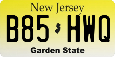 NJ license plate B85HWQ