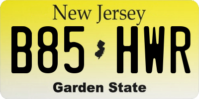 NJ license plate B85HWR