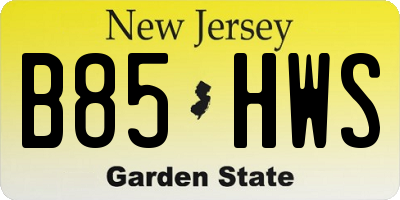 NJ license plate B85HWS