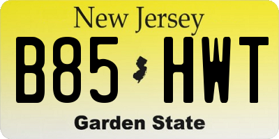 NJ license plate B85HWT