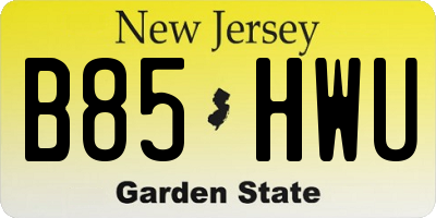 NJ license plate B85HWU