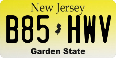 NJ license plate B85HWV