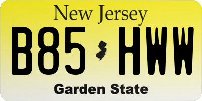 NJ license plate B85HWW