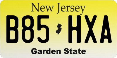 NJ license plate B85HXA