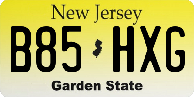 NJ license plate B85HXG