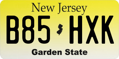 NJ license plate B85HXK
