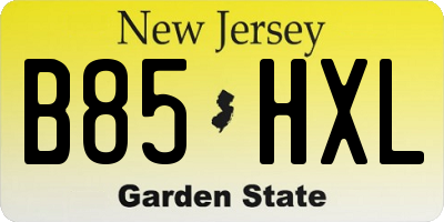 NJ license plate B85HXL