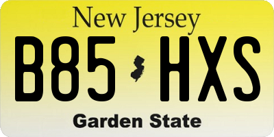NJ license plate B85HXS