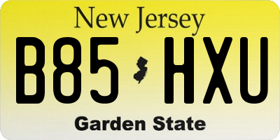 NJ license plate B85HXU