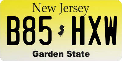 NJ license plate B85HXW