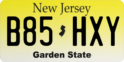 NJ license plate B85HXY