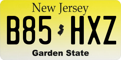 NJ license plate B85HXZ