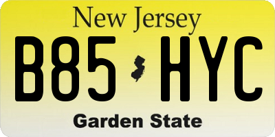 NJ license plate B85HYC