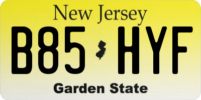 NJ license plate B85HYF