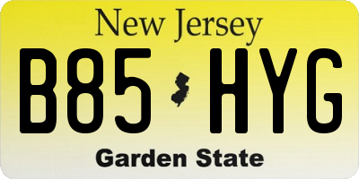 NJ license plate B85HYG