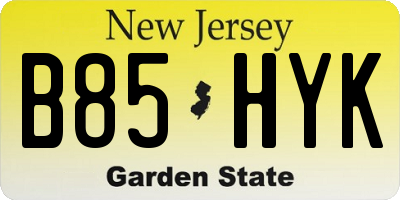 NJ license plate B85HYK