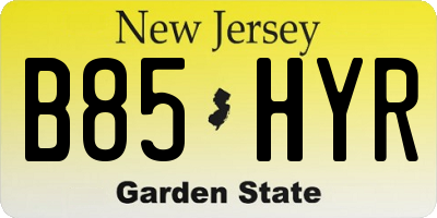 NJ license plate B85HYR