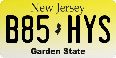 NJ license plate B85HYS