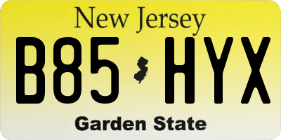 NJ license plate B85HYX