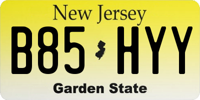 NJ license plate B85HYY