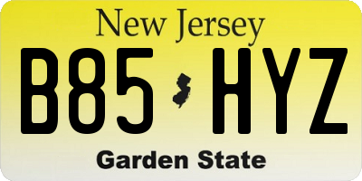 NJ license plate B85HYZ