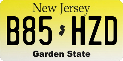 NJ license plate B85HZD