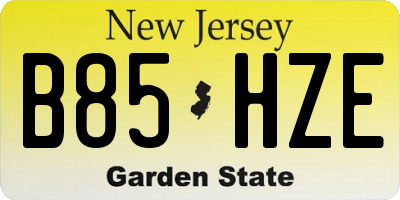 NJ license plate B85HZE
